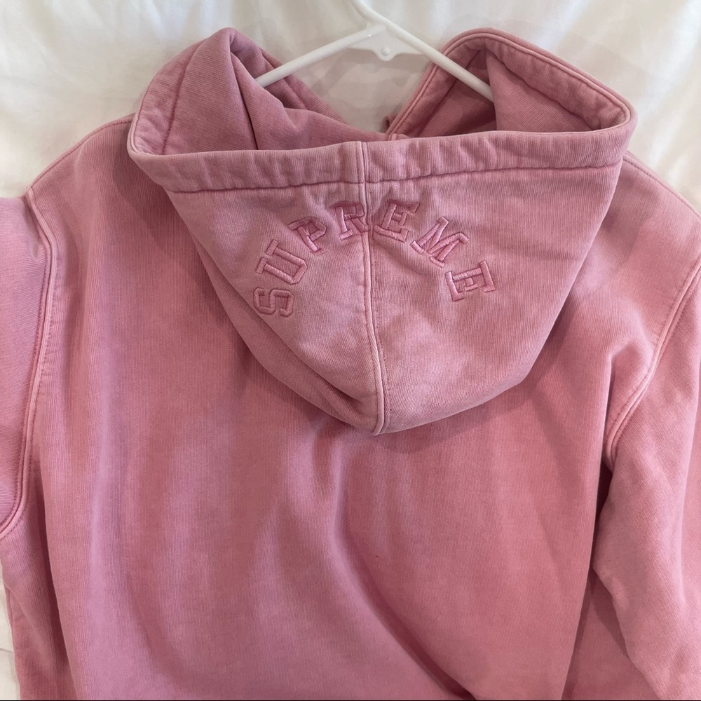 Supreme Pink Embroidered Hooded Sweatshirt